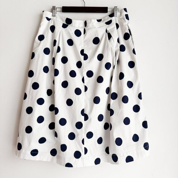 Boden White Navy Blue Polka Dot Full Midi Skirt 16R - Picture 2 of 3